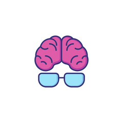 Wall Mural - Intellect line icon. Human, brain, glasses, eyeglasses. Intelligence concept. Can be used for topics like brainwork, genius, knowledge, mental activity