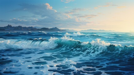 Wall Mural - Dreamy seascape with blurred waves