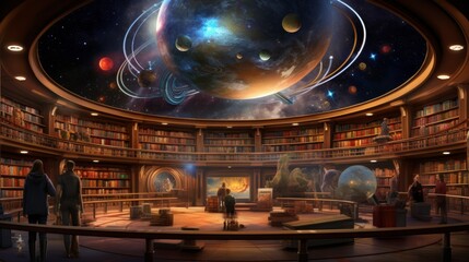 Wall Mural - futuristic space library.