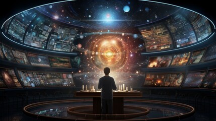 Wall Mural - futuristic space library.