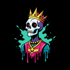 Wall Mural - funny king of skull character