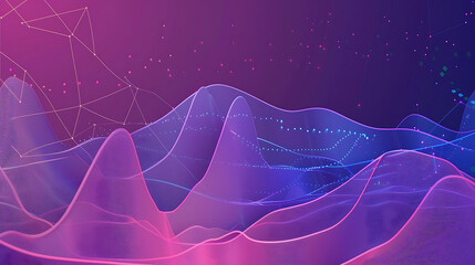 Poster - Futuristic Abstract Digital Waveforms in Purple and Pink