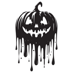 Wall Mural - Halloween scary face pumpkin silhouette vector illustration isolated on white background