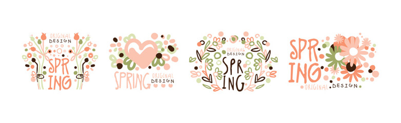 Spring Label and Logo Original Design Vector Set
