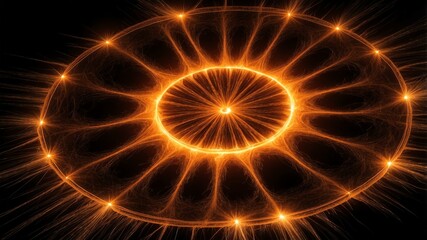 orange light center radial explosion isolated in black background