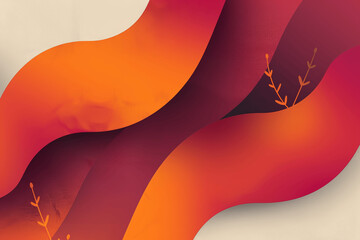 Wall Mural - Elegant Minimal Red Orange Gradient Background with Geometric 3D Shapes and Metallic Effect for Modern Design