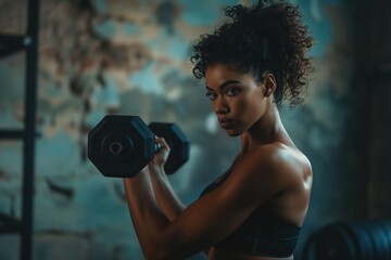 Canvas Print - a woman lifting weights in a gym