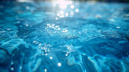 Poster - a blue pool with water and bubbles in it's surface