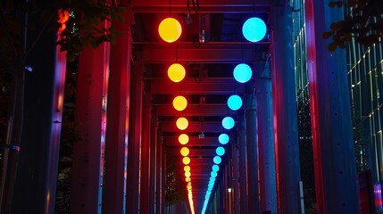 Wall Mural - a long hallway with lights