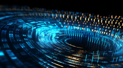 Wall Mural - Blue Digital Data Spiral