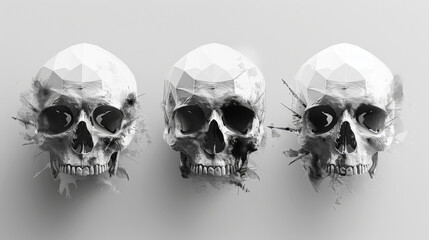 Wall Mural - abstract design using geometric shapes to form skulls in monochrome or contrasting colors, emphasizing simplicity and impact