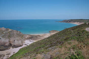 Sticker - Magnifique paysage de mer depuis le sentier côtier GR34 du cap d'Erquy - Bretagne France