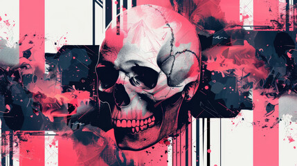 Wall Mural - abstract design using geometric shapes to form skulls in monochrome or contrasting colors, emphasizing simplicity and impact