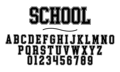 Wall Mural - School Abstract font alphabet. Minimal modern urban fonts for logo, brand etc. Typography typeface uppercase and number. vector illustration