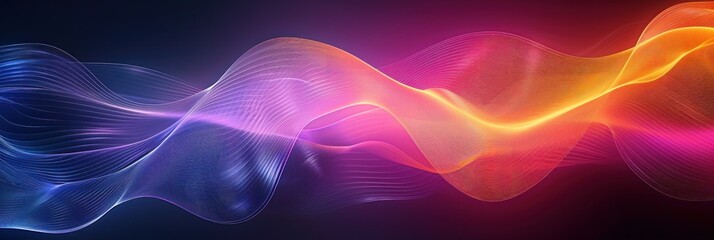 Wall Mural - Abstract Colorful Wavy Lines on Dark Background