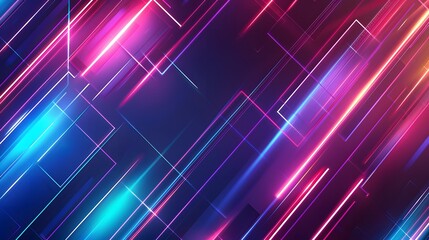 Wall Mural - Abstract background with glowing neon lines