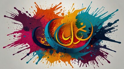 Wall Mural - beautiful random arabic calligraphy greeting water color 