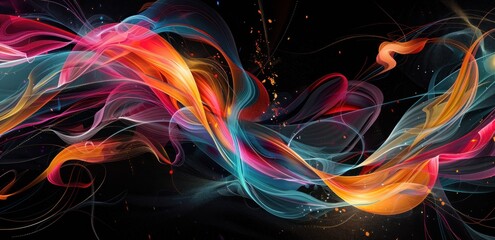 Wall Mural - Abstract Colorful Swirls on a Black Background