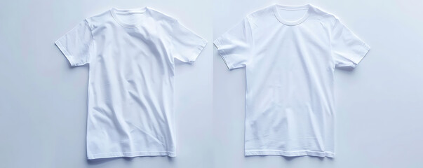 Empty Back and front white blank t-shirt background mockup.