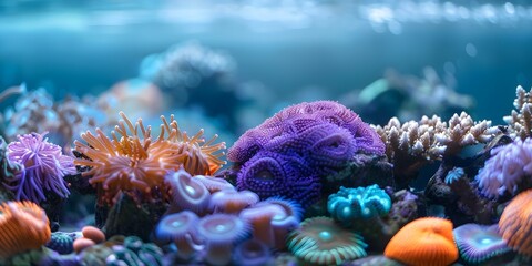 Wall Mural - Colorful Sea Life and Marine Plants in a Vibrant Underwater Coral Reef. Concept Underwater Photography, Coral Reefs, Marine Life, Vibrant Colors, Sea Plants