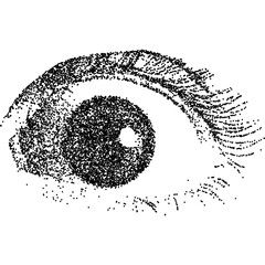 scared eye with halftone stipple effect, for grunge punk y2k collage design. vector illustration in 