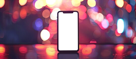 Poster - White screen on mobile phone for text with copy space image.