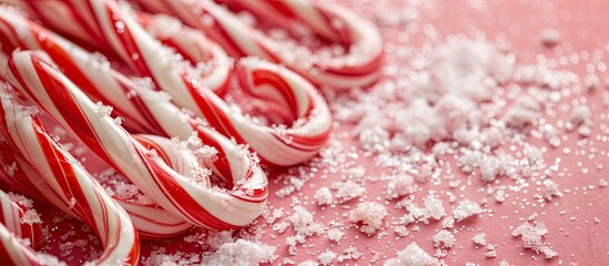 Aufkleber - Festive Christmas backdrop featuring a border of candy canes, with ample copy space image.