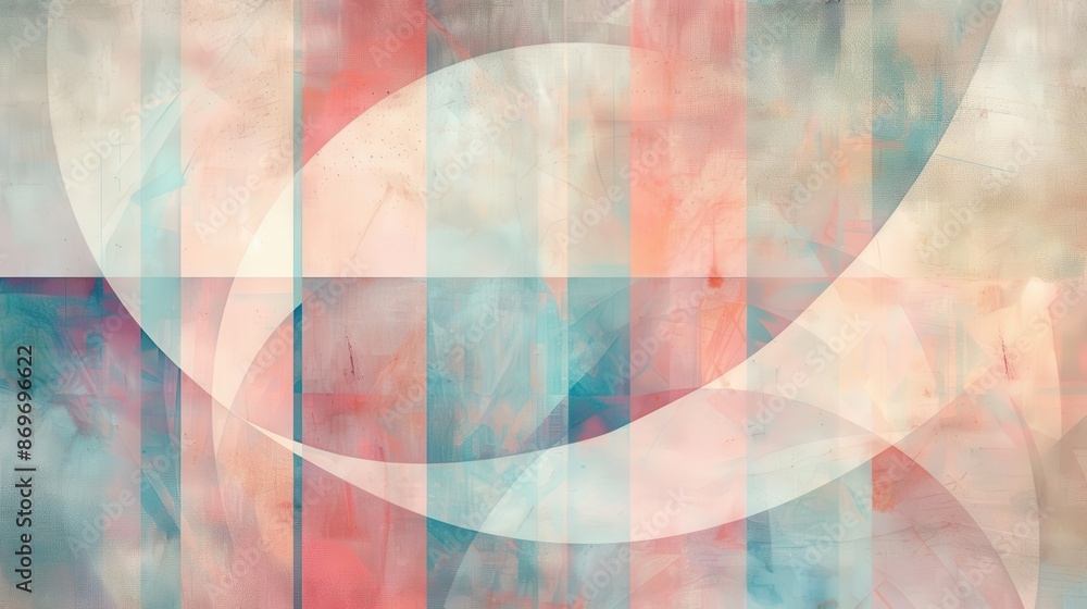 abstract digital artwork with geometric shapes in pastel colors ...