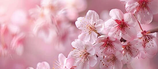 Poster - Cherry blossoms in full bloom, creating a stunning copy space image.