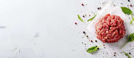 Poster - Top view of forcemeat displayed on a white background with copy space image.