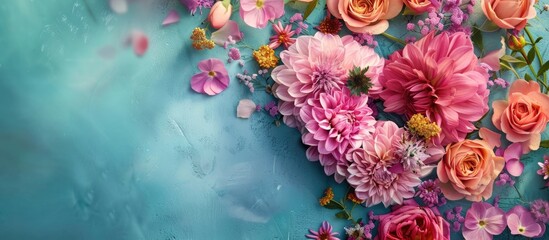 Poster - Flower heart displayed on a copy space image.
