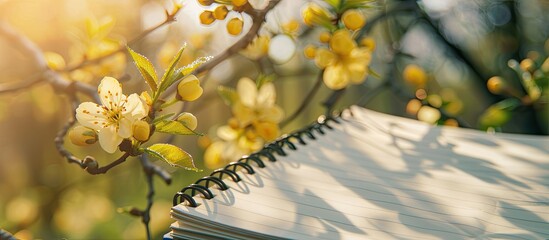 Aufkleber - Close-up shot of spring on notebook with copy space image.
