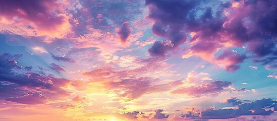 Poster - Gorgeous sunset sky with colorful hues and clouds, ideal for a copy space image.