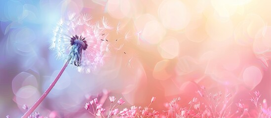 Aufkleber - Abstract dandelion on a soft floral color gradient background, with copy space image opportunity.