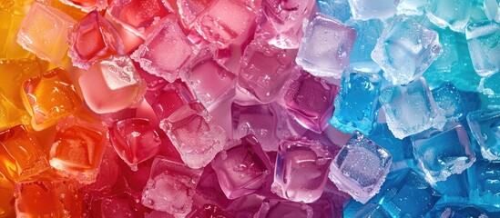 Leinwandbilder - Colorful backdrop with ice cubes creating copy space image.