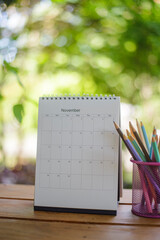 Wall Mural - 2024 calendar desk place on business table. desktop calender for planner to plan agenda, timetable, 
