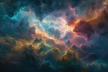 Wall Mural - celestial dreamscape surreal scifi nebula with vibrant colors digital space art