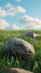 Wall Mural - A big rock on the grass