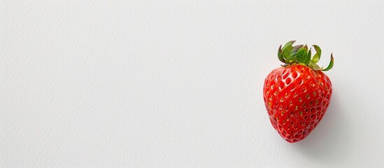 Poster - White paper background with copy space image for text alongside a vibrant fresh strawberry.