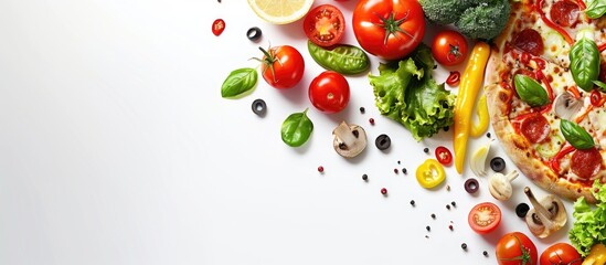 Wall Mural - Pizza topped with a variety of fresh vegetables with a blank area for adding an image.