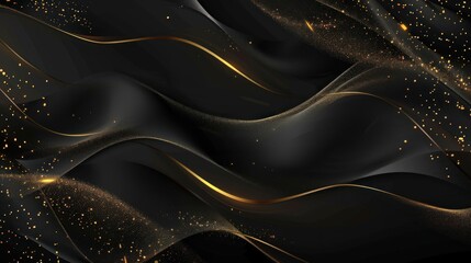 Wall Mural - Abstract Black and Gold Swirling Background