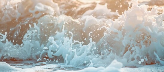 Aufkleber - Close-up of a foamy wave in a clear coastal sea/ocean with a copy space image.