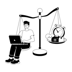 Employee work life balance, glyph illustration 