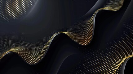 Wall Mural - Abstract Black and Gold Wavy Background