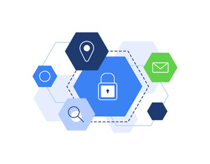 Wall Mural - online security and personal data protection,flat design icon vector illustration