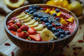 Wall Mural - food fruit fresh healthy bowl diet dessert berry blueberry breakfast vegetarian kiwi vegan sweet organic strawberry summer delicious