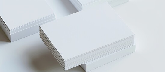 Aufkleber - Filtered effect applied to a stack of blank business cards on a white background with copy space image.