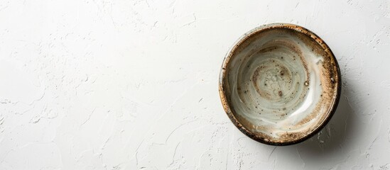 Canvas Print - Pottery gratin dish featured on a white background with copy space image.