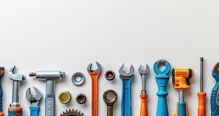 Assortment of Tools on a White Background