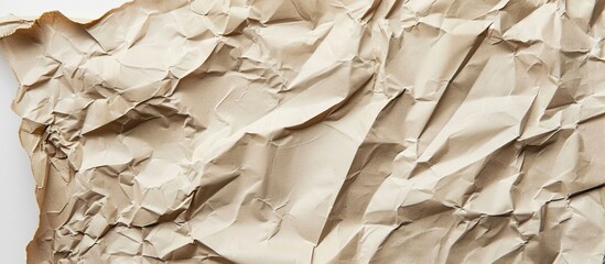 Aufkleber - Kraft paper crumpled on white backdrop for use as a template with copy space image.